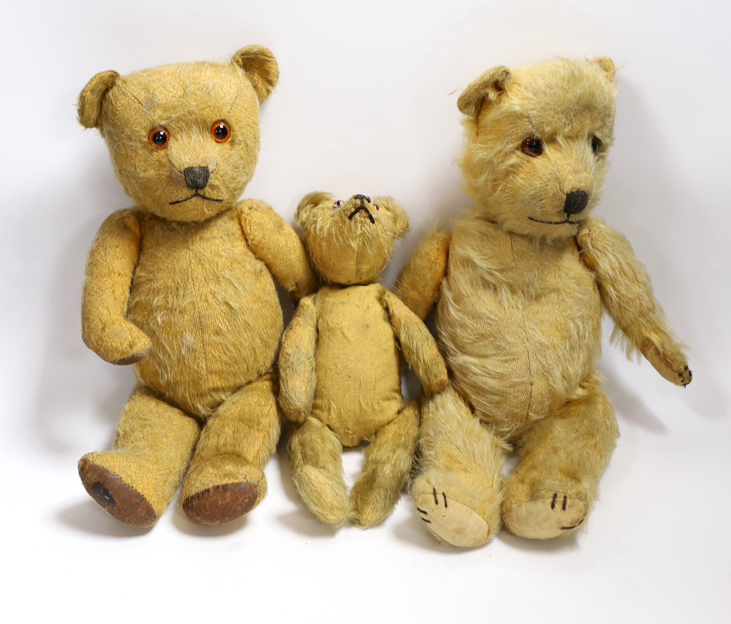 A 1930's Chiltern, damage to paw, a Chiltern type bear and a 1930's bear (3)